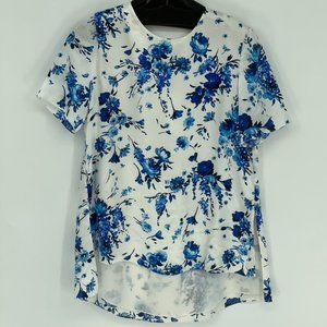 Adam Lippes Floral Print Hammered Silk Blouse